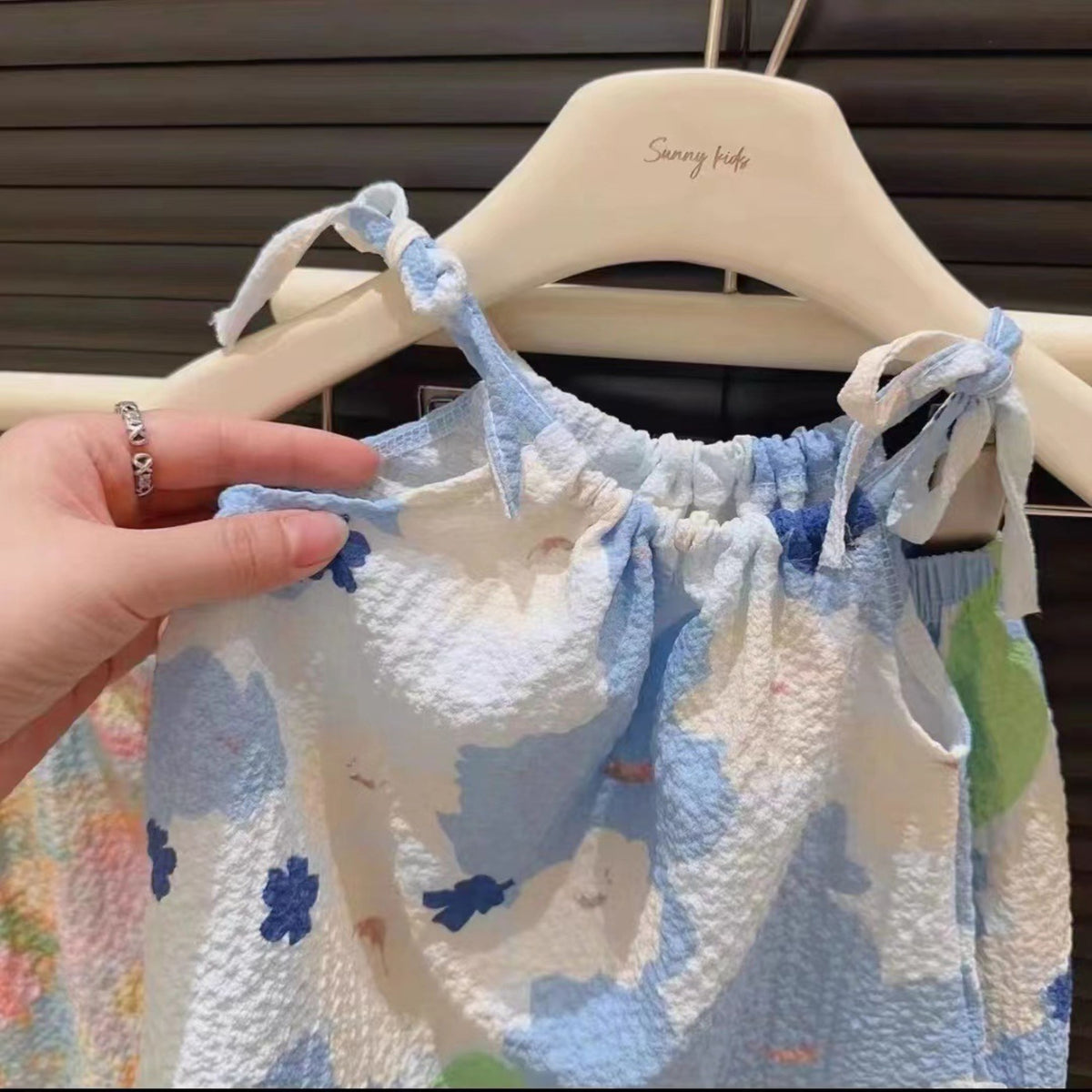 Minimalist Summer 2-Piece Girls' Pants Suit, Ages 2-9 | Color: Blue | Image 2
