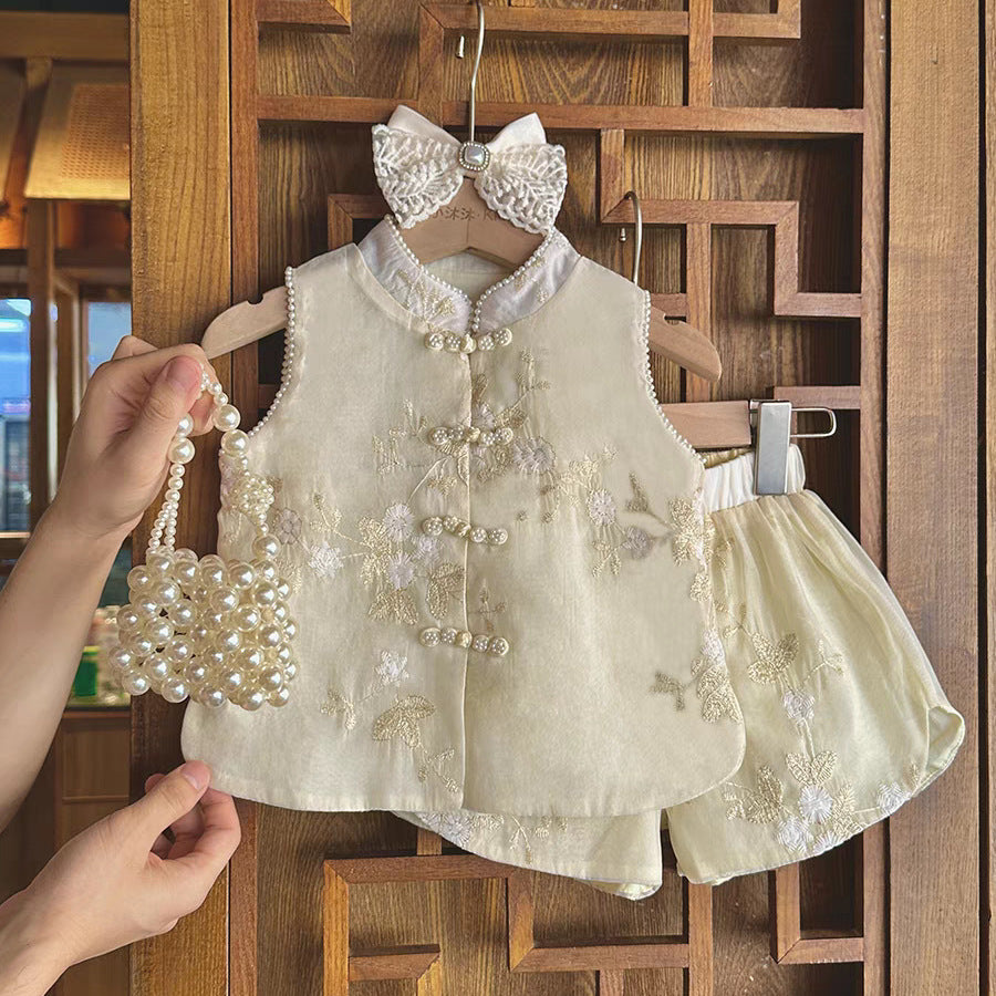 Elegant Summer 2-Piece Girls' Pants Suit, Ages 2-9 | Color: As the Picture | Image 1