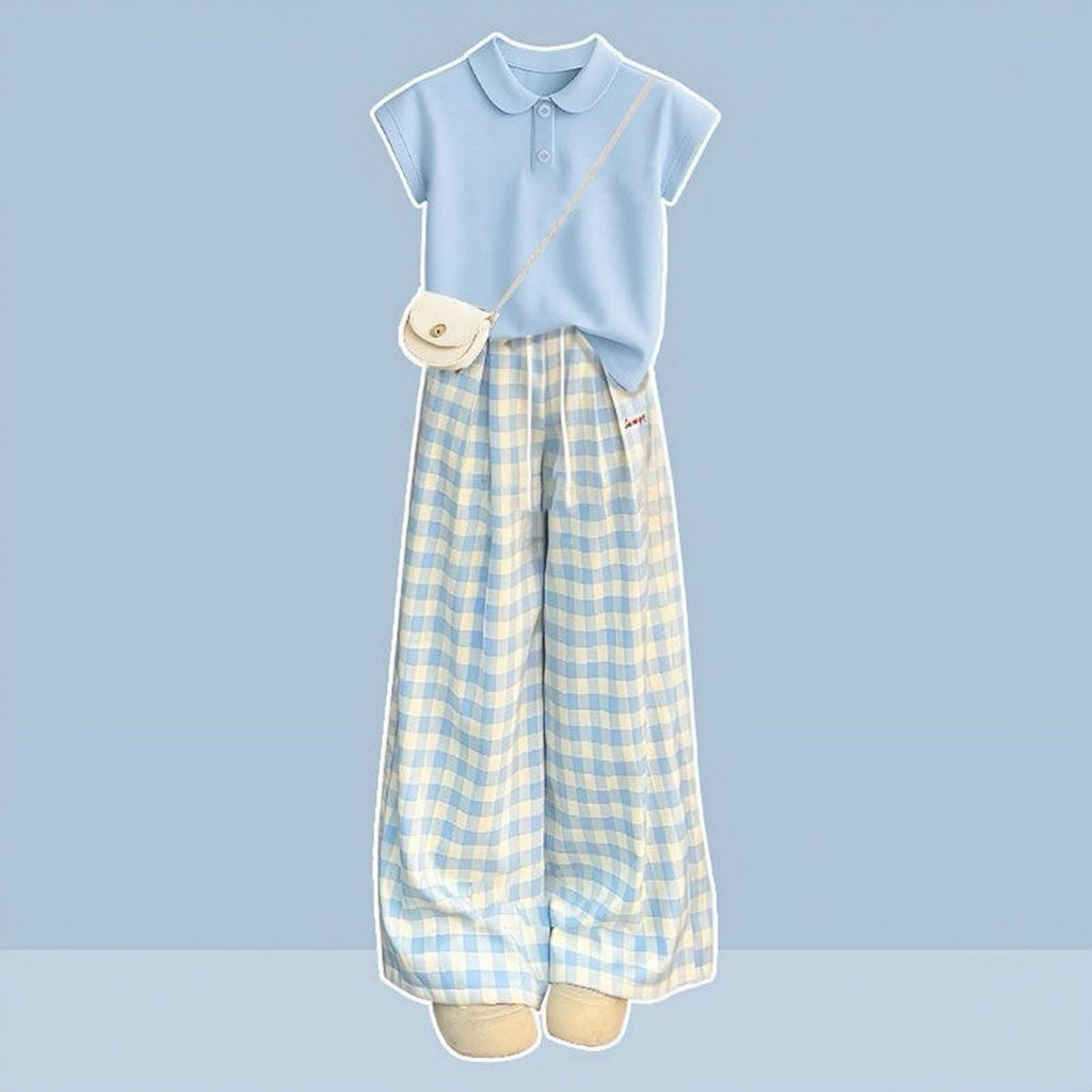 Casual Sporty Summer 2-Piece Girls' Pants Suit, Ages 3-14 | Color: As the Picture | Image 2