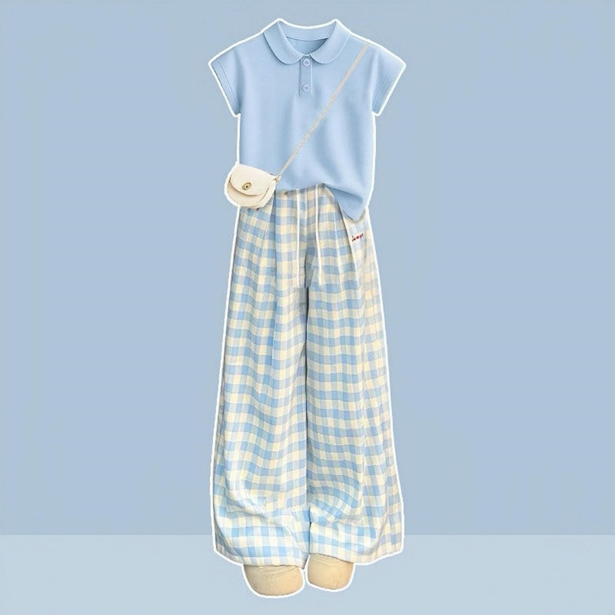 Casual Sporty Summer 2-Piece Girls' Pants Suit, Ages 3-14 | Color: As the Picture | Image 2