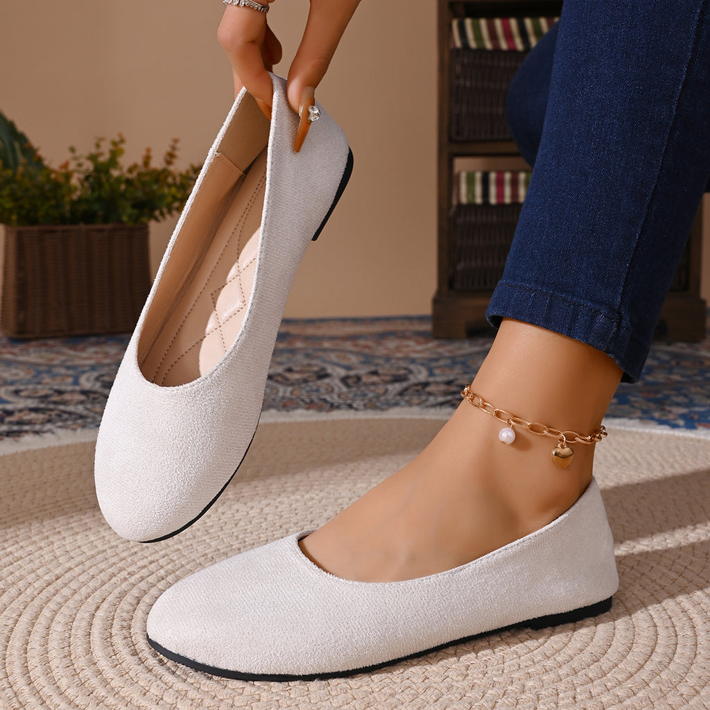 Modern Chic All-Season Cloth / Textile Women's Flat Shoes | Color: White | Image 2