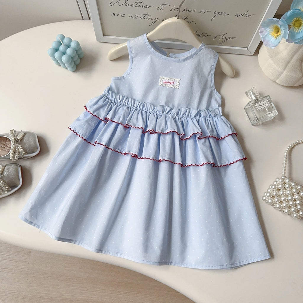 All-Season Sweet & Cute Summer Girls' A-Line Dress, Ages 2-9 | Color: Blue | Image 1