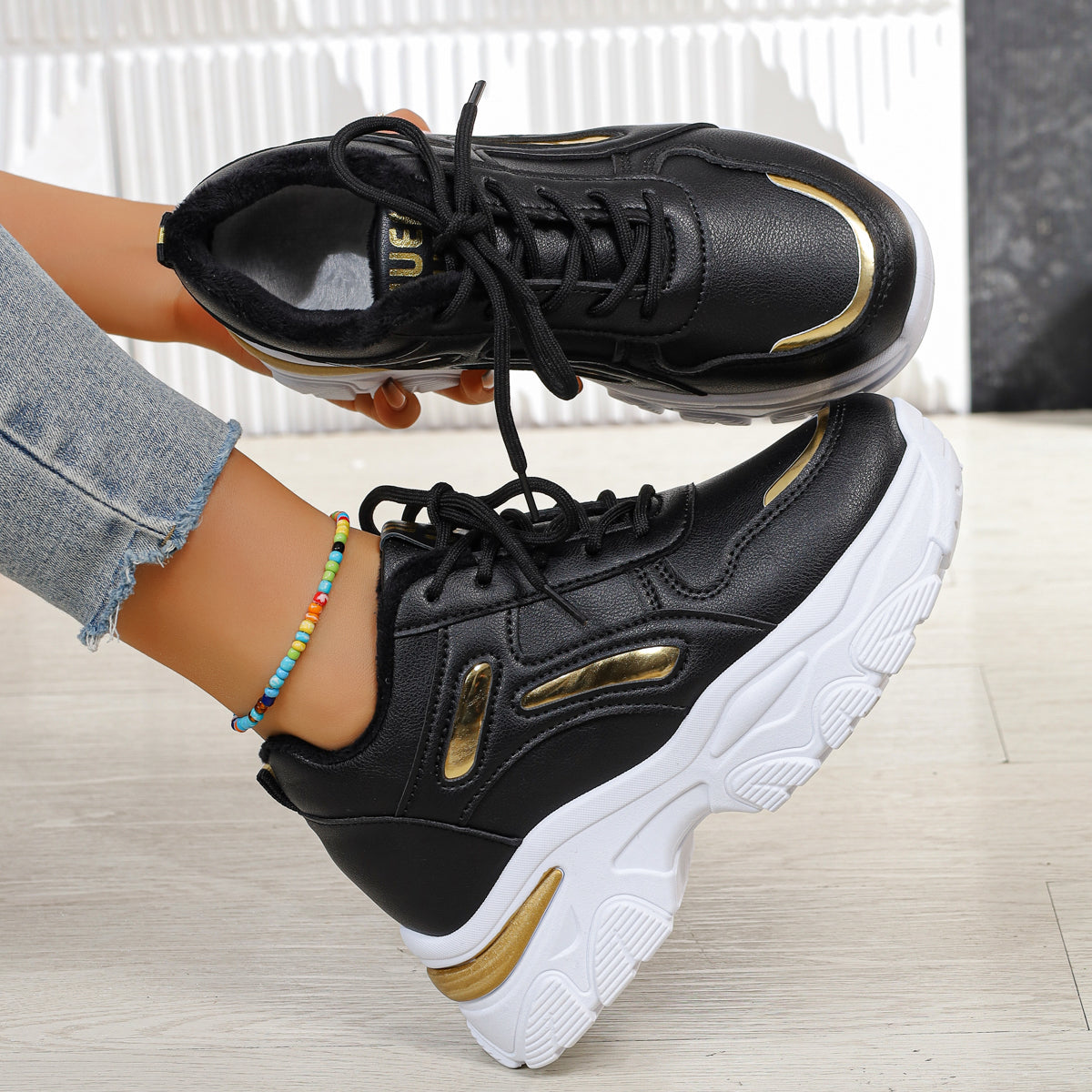 Modern Chic All-Season PU/Artificial Leather/Microfiber Leather Women's Casual Shoes | Color: Black | Image 3