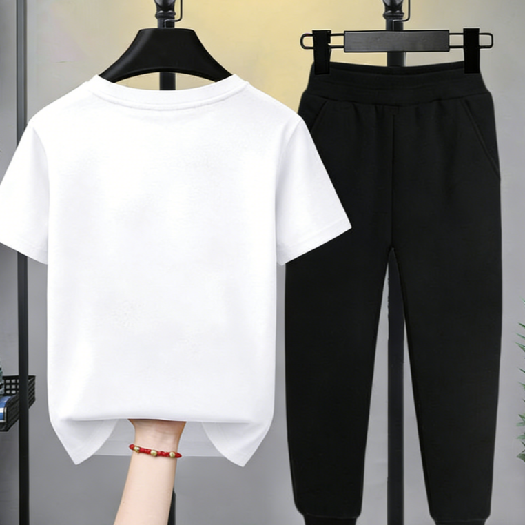 Modern Chic All-Season Minimalist Summer 2-Piece Boys' Pants Suit, Ages 3-14 | Color: White | Image 2