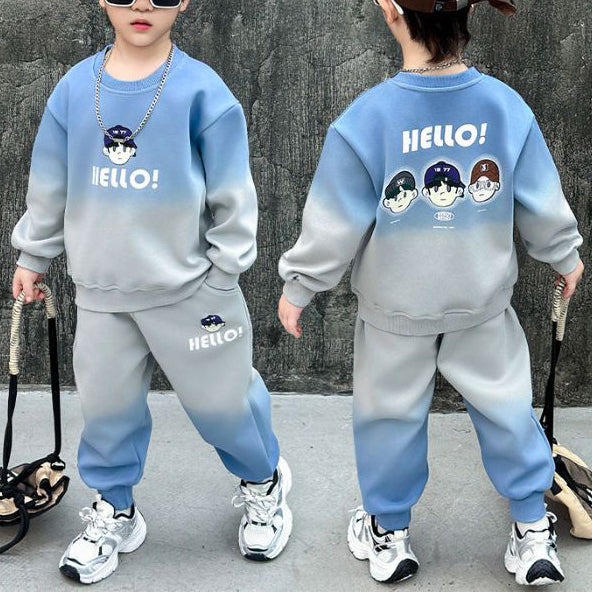 Casual Sporty Autumn 2-Piece Boys' Pants Suit, Ages 2-9 | Color: Blue | Image 1