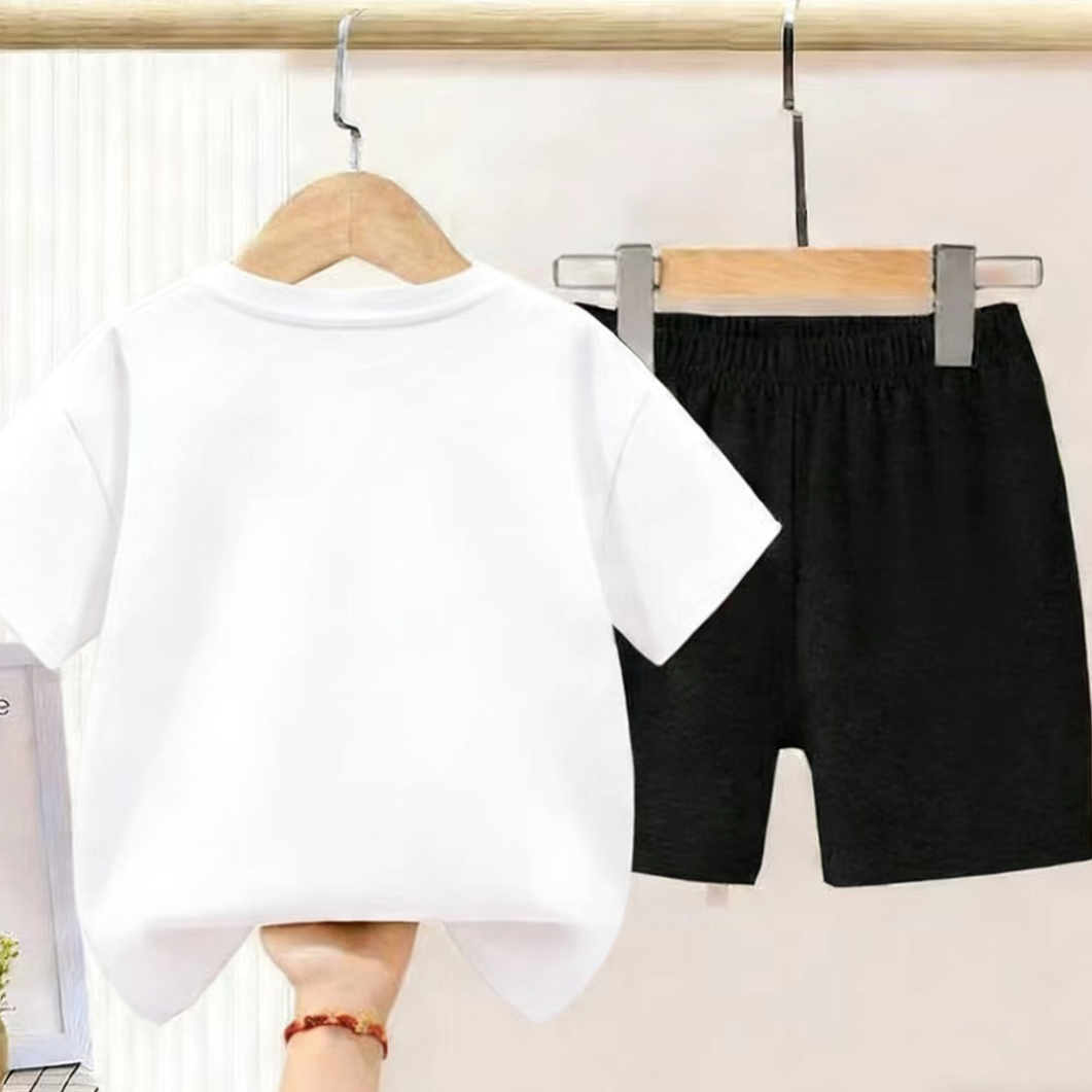 Modern Chic All-Season Casual Sporty Summer 2-Piece Boys' Pants Suit, Ages 2-11 | Color: White | Image 2