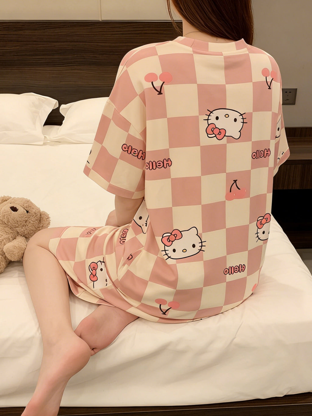 Modern Chic All-Season Sweet Feminine Summer Women 's Short  Sleeve Sleep Dress | Color: Style 1 | Image 2