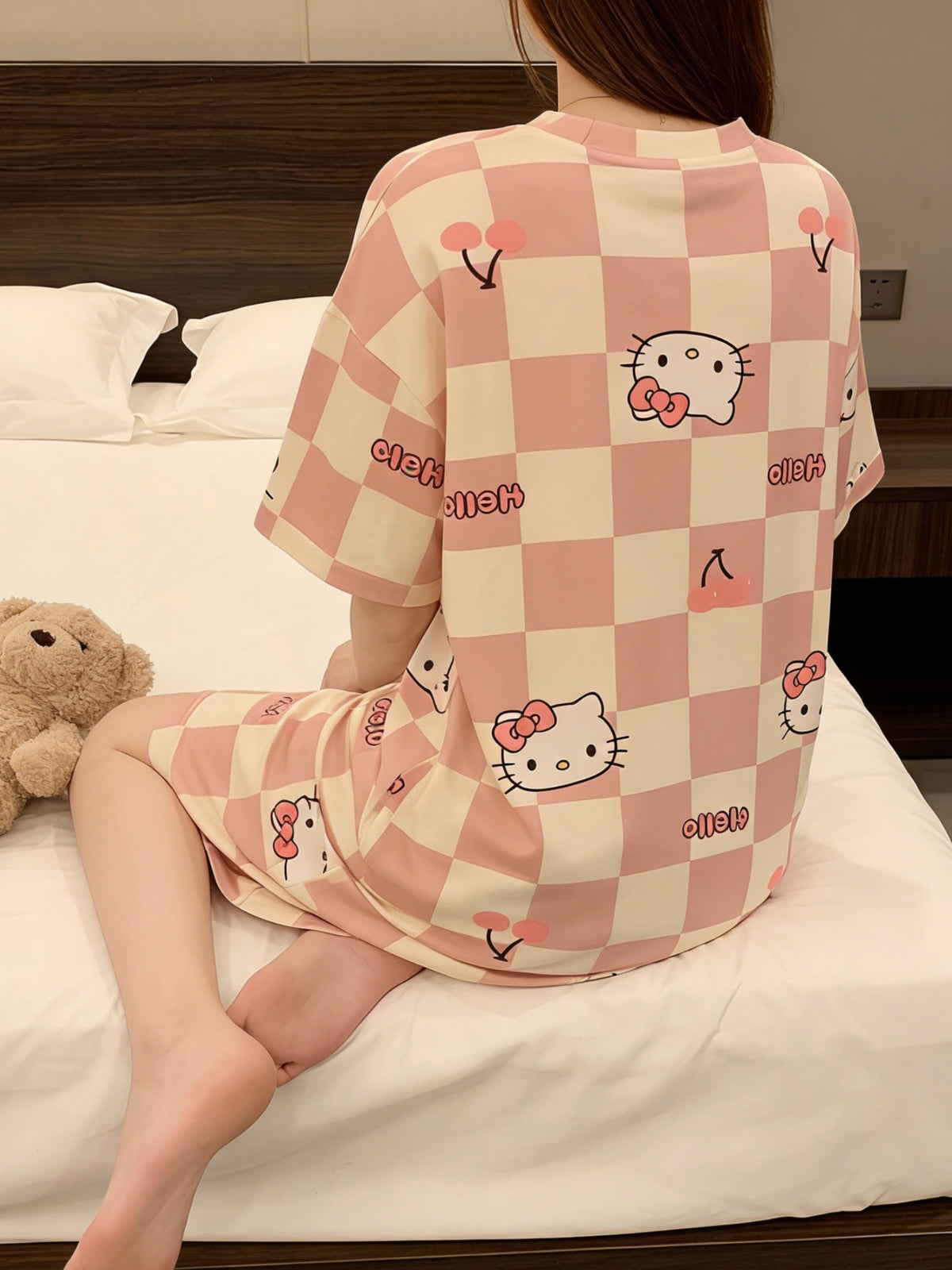 Modern Chic All-Season Sweet Feminine Summer Women 's Short  Sleeve Sleep Dress | Color: Style 1 | Image 2