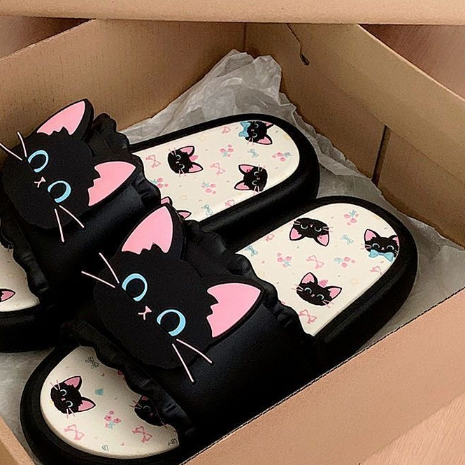 Modern Chic All-Season Plastic/Resin/Board/Acrylic Women's Home Slippers | Color: Black | Image 2