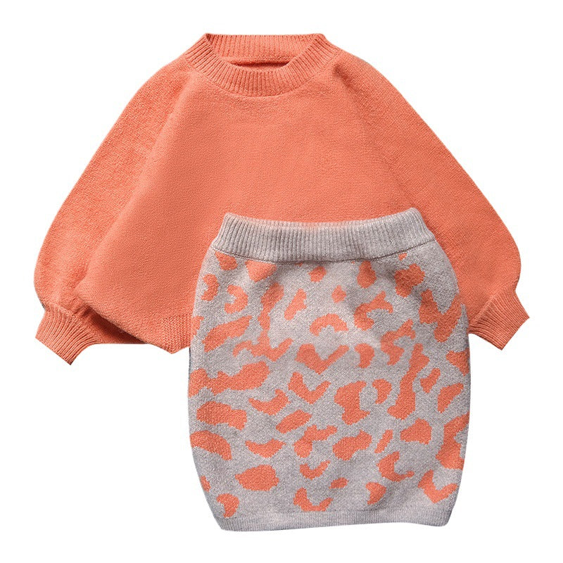 Trendy Winter 2-Piece Girls' Dress Suit, Ages 2-13 | Color: Light Orange | Image 1