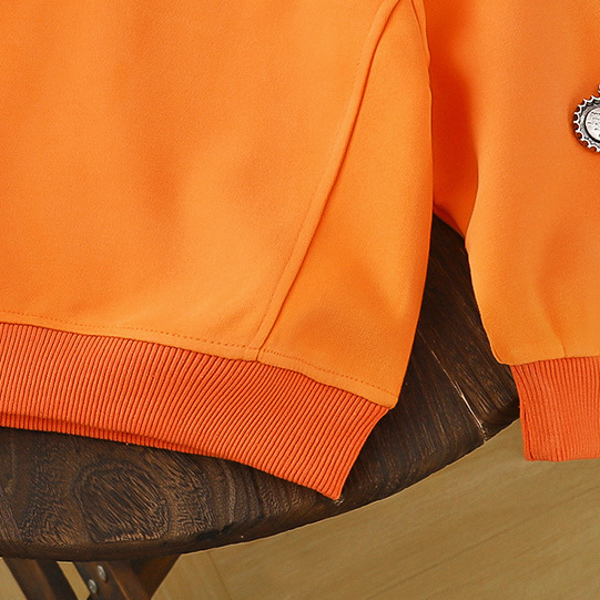 Modern Chic All-Season Casual Sporty Autumn Unisex Kids' Sweatshirt, Ages 2-13 | Color: Orange | Image 2