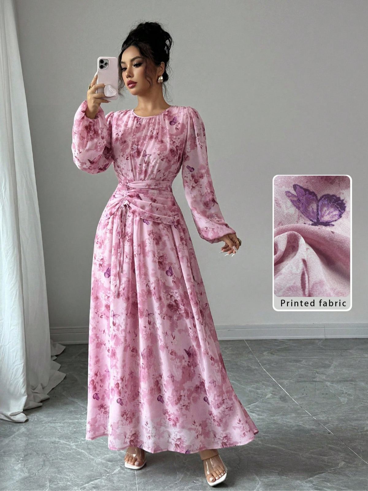Elegant Spring A-Line Dress | Color: Pink | Image 1