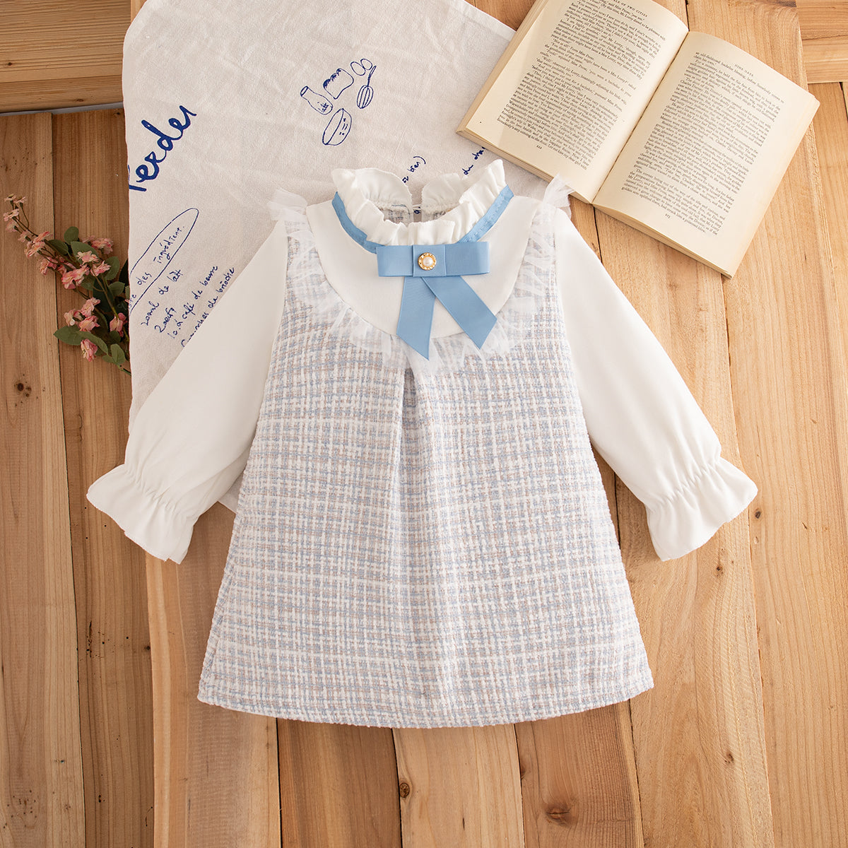 Elegant Autumn Baby Girls' Dress, Ages 9-24 Months | Color: Blue | Image 1