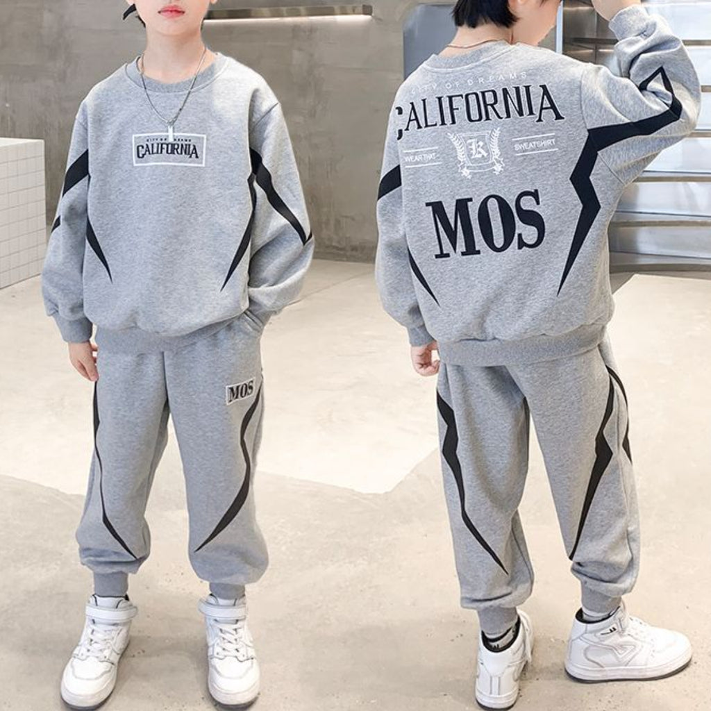 Casual Sporty Autumn 2-Piece Boys' Pants Suit, Ages 4-13 | Color: Grey | Image 3