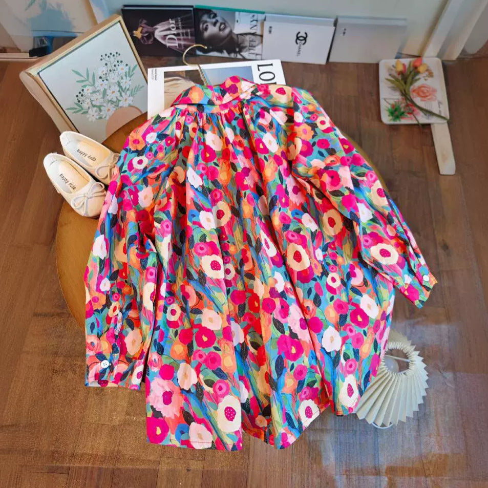 Sweet & Cute Autumn Girls' Shirt Dress, Ages 2-9 | Color: Red | Image 1