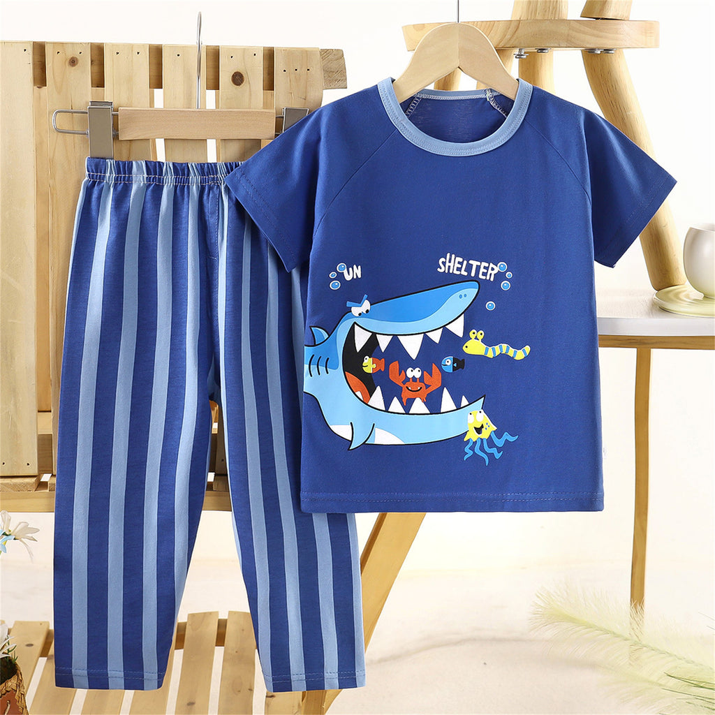 Casual Sporty Summer 2-Piece Unisex Kids' Pajama Set, Ages 2-9 | Color: Style 4 | Image 1