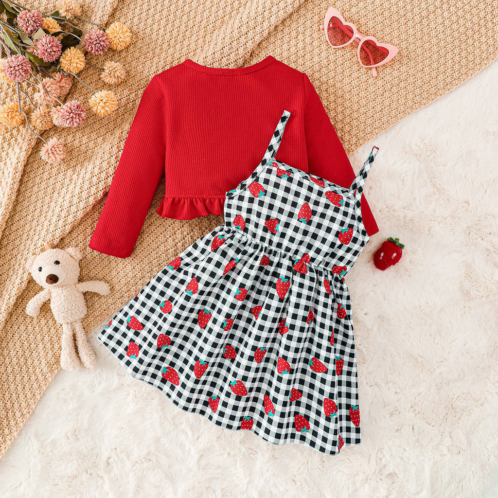 Elegant Autumn 2-Piece Baby Girls' Dress Suit, Ages 0-24 Months | Color: Red | Image 3