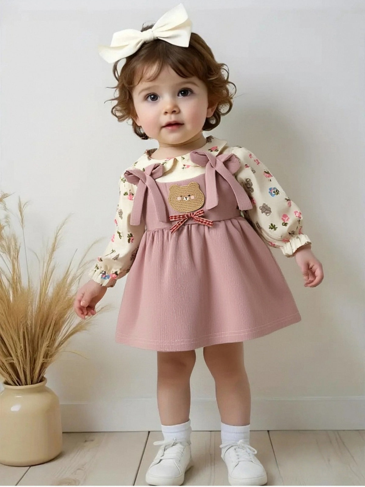 Sweet & Cute Autumn Baby Girls' Dress, Ages 3-24 Months | Color: Pink | Image 1