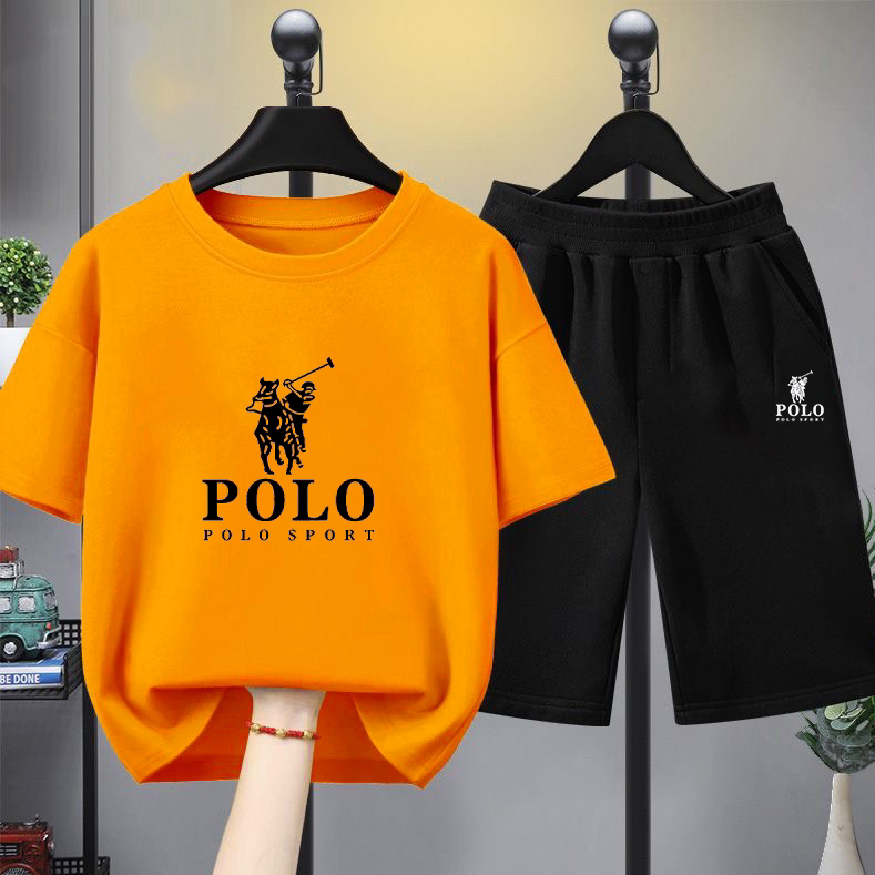 Modern Chic All-Season Minimalist Summer 2-Piece Boys' Pants Suit, Ages 3-14 | Color: Orange | Image 1