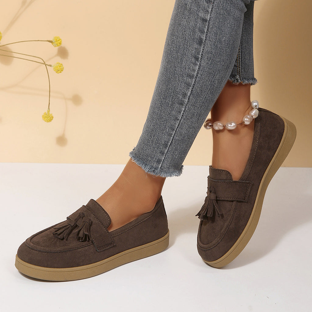 Modern Chic All-Season PU/Artificial Leather/Microfiber Leather Women's Flat Shoes | Color: Khaki | Image 2