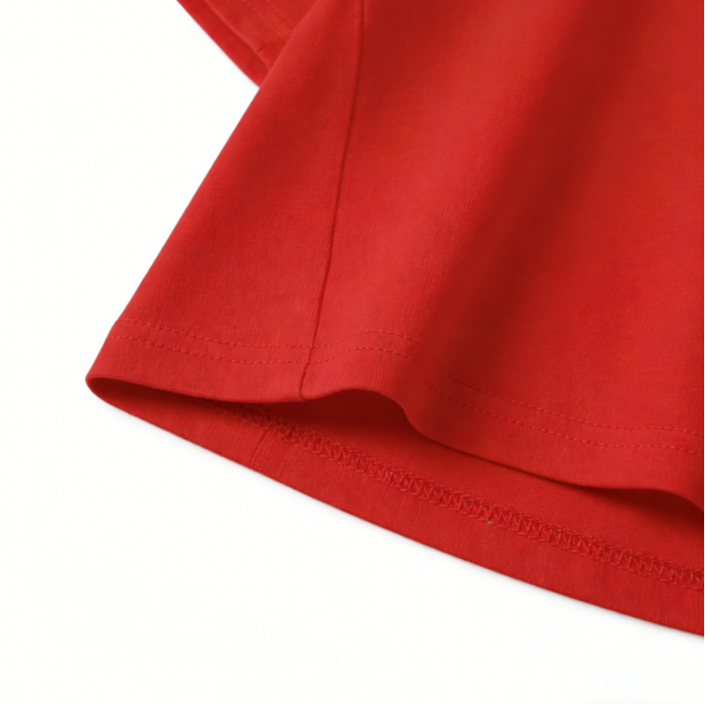 Modern Chic All-Season Minimalist Summer Unisex Kids' T-Shirt, Ages 2-7 | Color: Red | Image 2