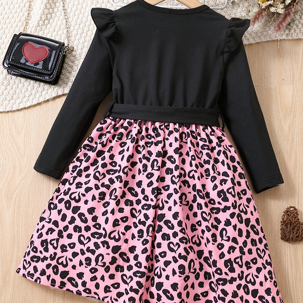 Elegant Autumn Girls' A-Line Dress, Ages 2-7 | Color: Pink | Image 3