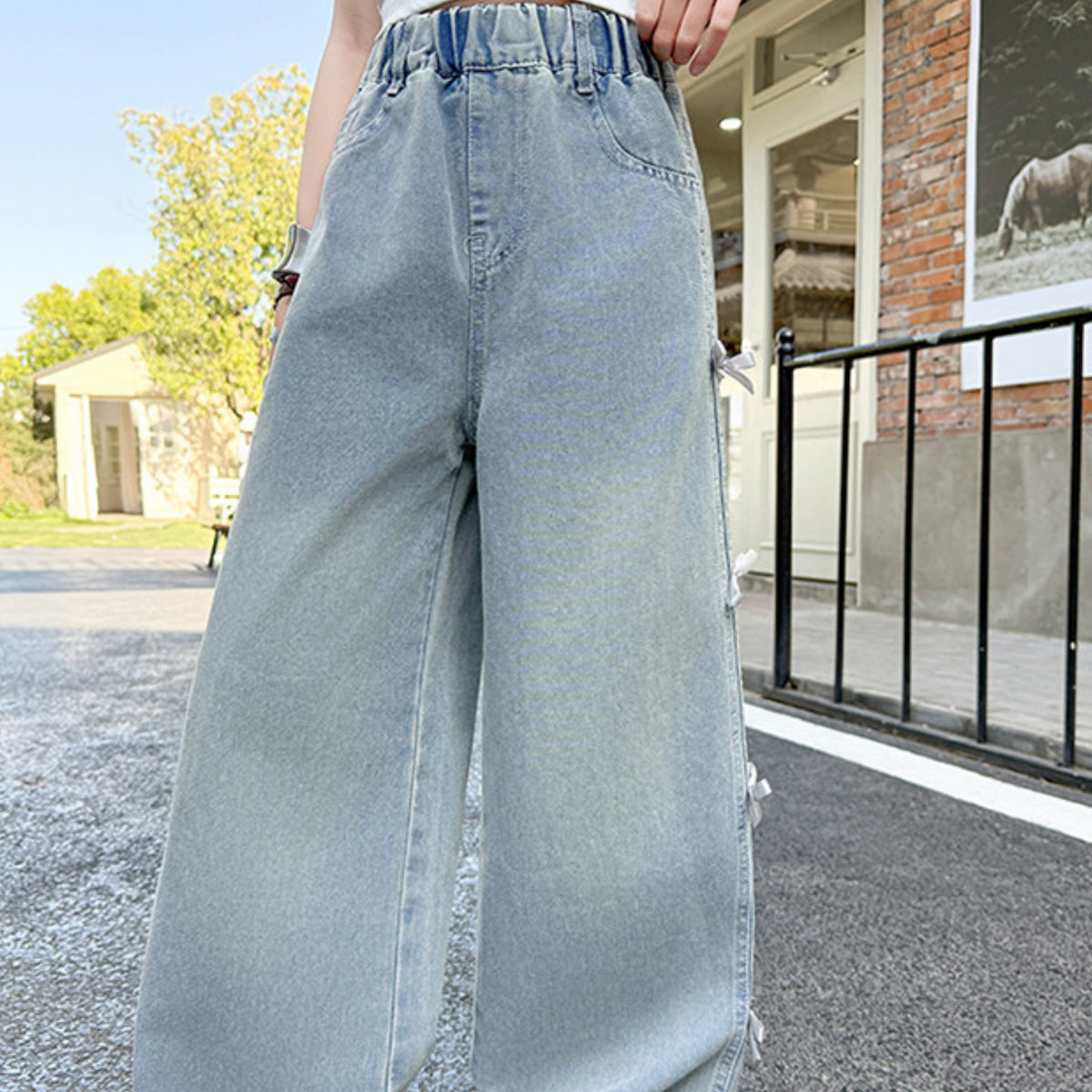 Casual Sporty Spring Girls' Jeans, Ages 4-14 | Color: Blue | Image 2