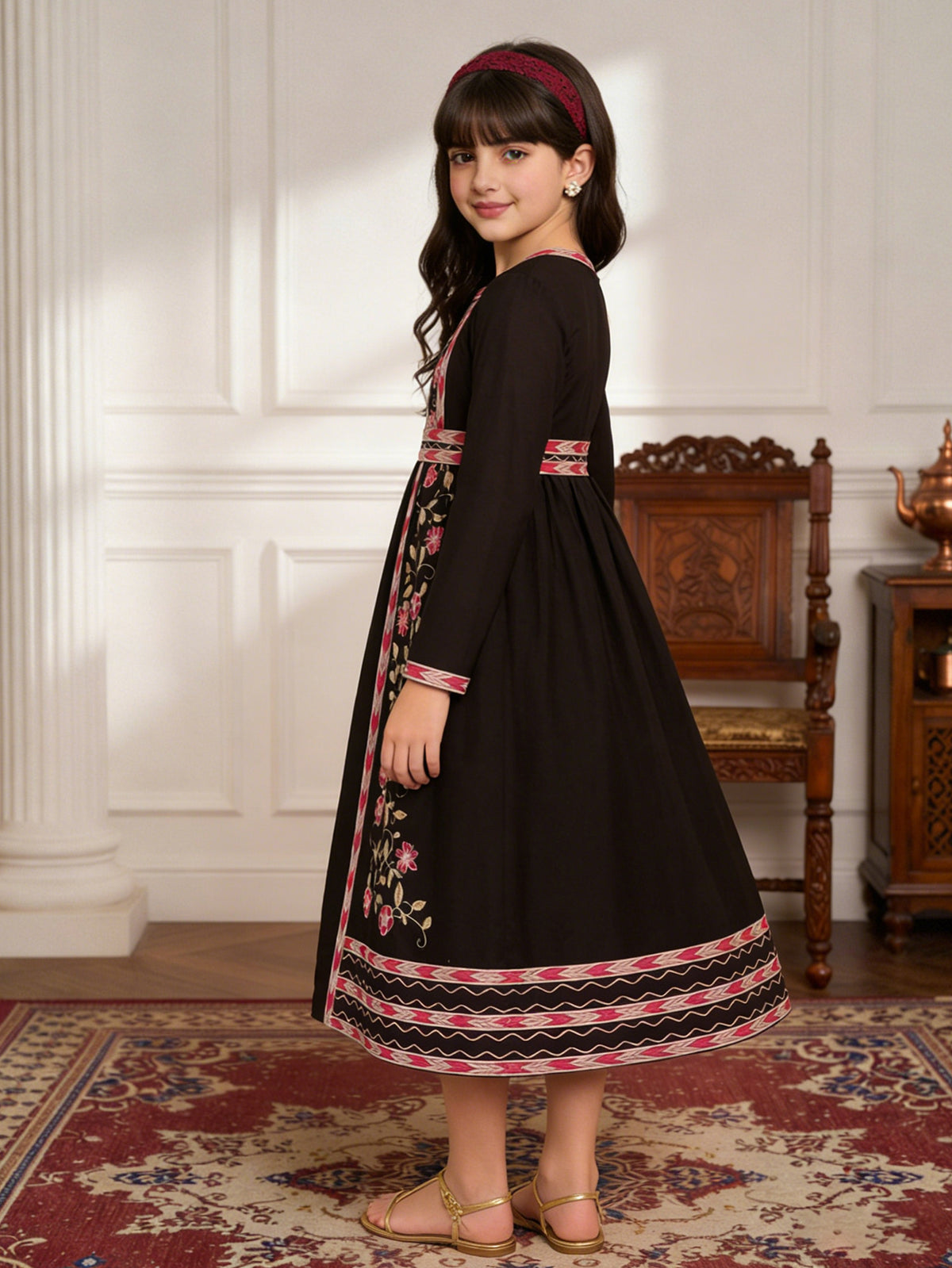 Trendy Spring Girls' National Costume, Ages 4-13 | Color: Black | Image 2