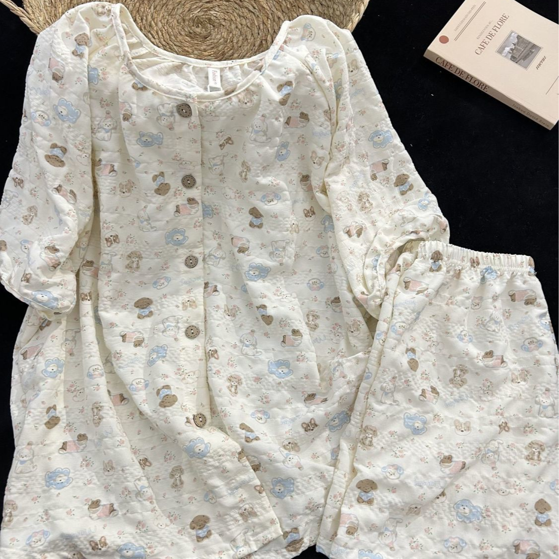 Minimalist Summer 1 Pair Women 's Short  Sleeve Sleep Set | Color: Style 1 | Image 1
