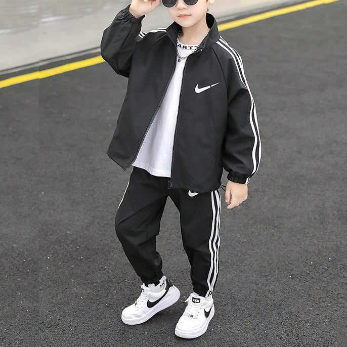 Modern Chic All-Season Casual Sporty Spring 2-Piece Boys' Pants Suit, Ages 4-14 | Color: Black | Image 1
