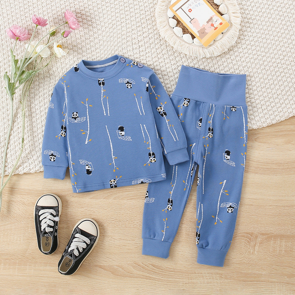 Minimalist Autumn 2-Piece Unisex Baby Pajama Set, Ages 6-24 Months | Color: Blue | Image 1