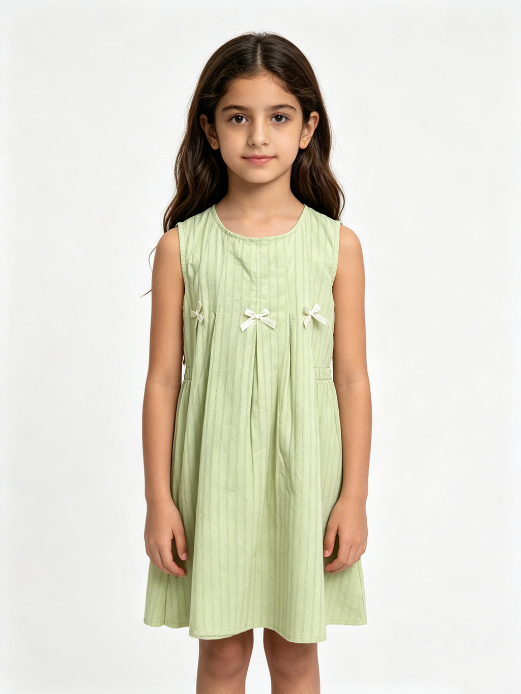 Sweet & Cute Summer Girls' A-Line Dress, Ages 3-7 | Color: Green | Image 3