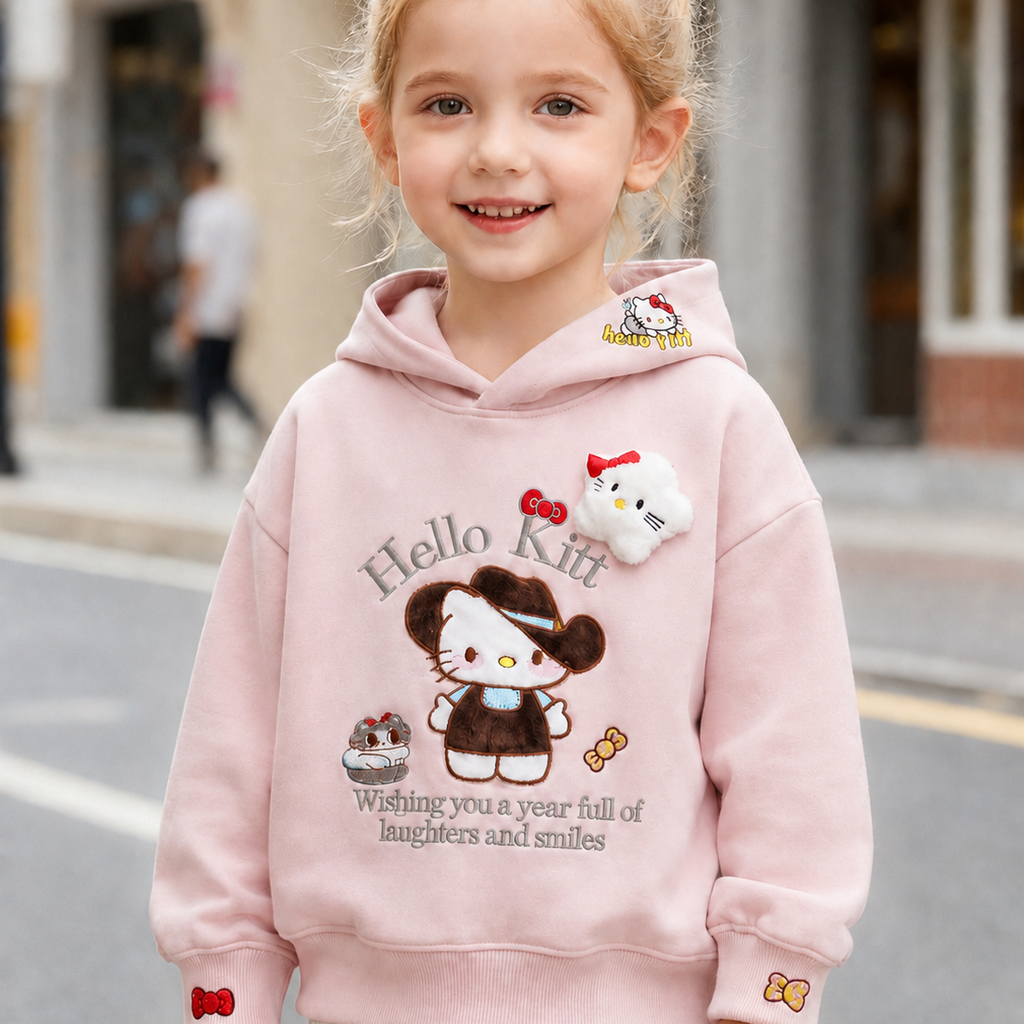 All-Season Sweet & Cute Autumn Girls' Hoodie, Ages 2-13 | Color: Pink | Image 1