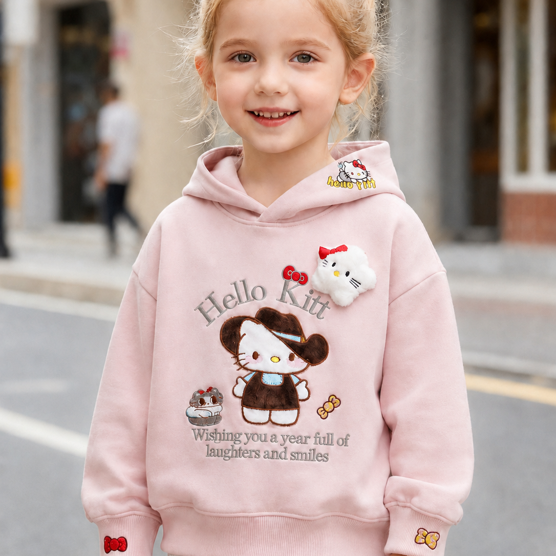 All-Season Sweet & Cute Autumn Girls' Hoodie, Ages 2-13 | Color: Pink | Image 1