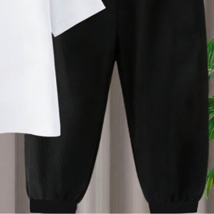 Modern Chic All-Season Minimalist Summer 2-Piece Unisex Kids' Pants Suit, Ages 2-7 | Color: White | Image 2