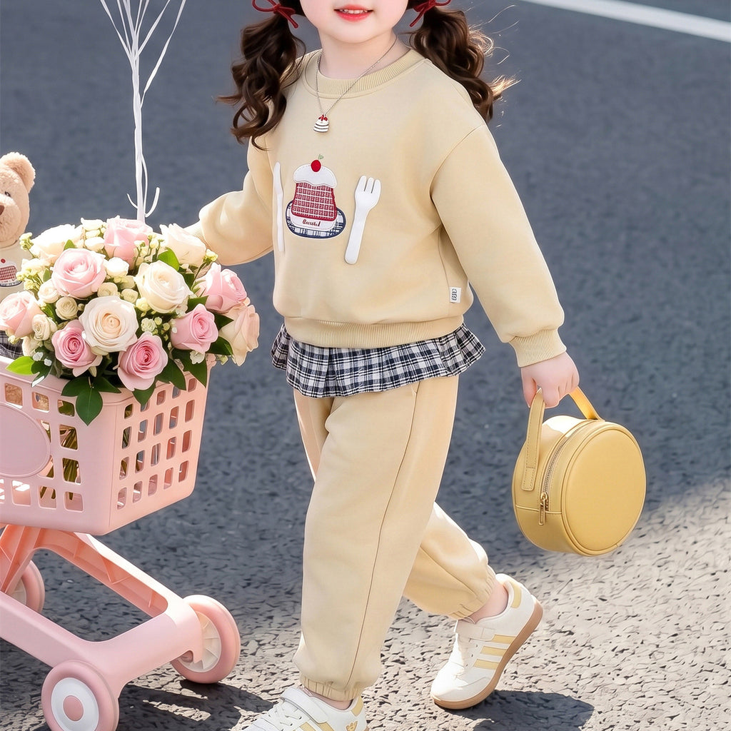 Casual Sporty Autumn 2-Piece Girls' Pants Suit, Ages 2-9 | Color: Yellow | Image 3
