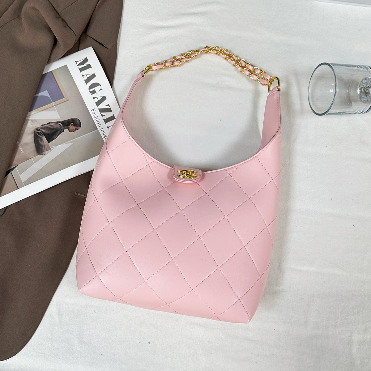 Modern Chic All-Season PU/Artificial Leather/Microfiber Leather Women's Handbags Tote Bags | Color: Pink | Image 3