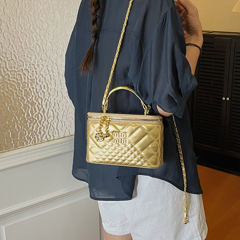 Modern Chic All-Season PU/Artificial Leather/Microfiber Leather Women's Crossbody Bags Box Bags | Color: Gold | Image 2