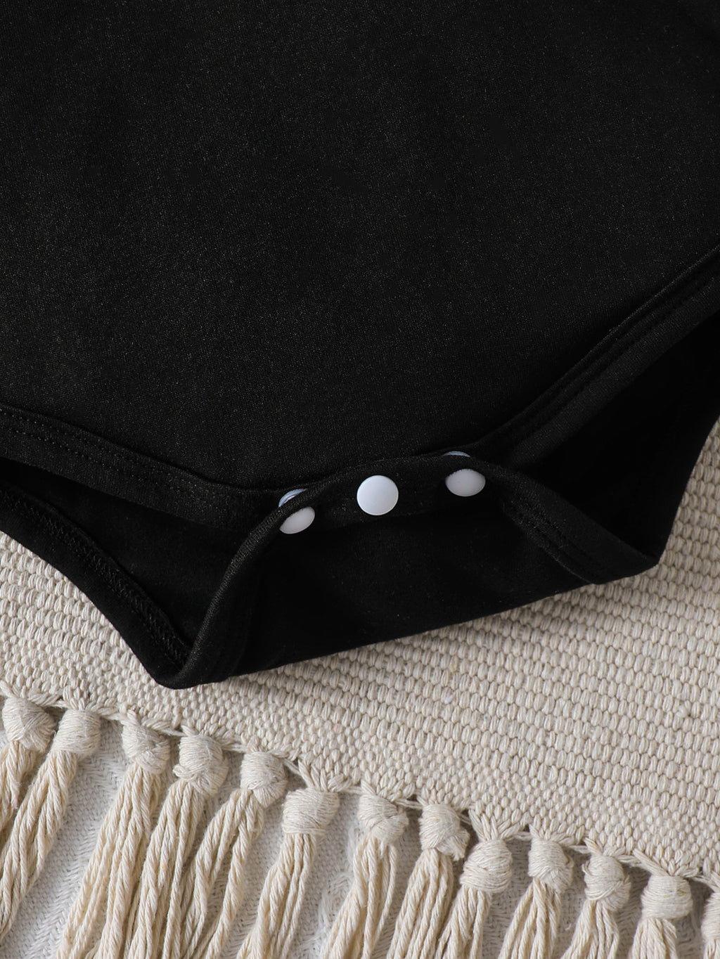 Modern Chic Minimalist All-Season Unisex Baby Jumpsuit, Ages 0-6 Months | Color: Black | Image 2
