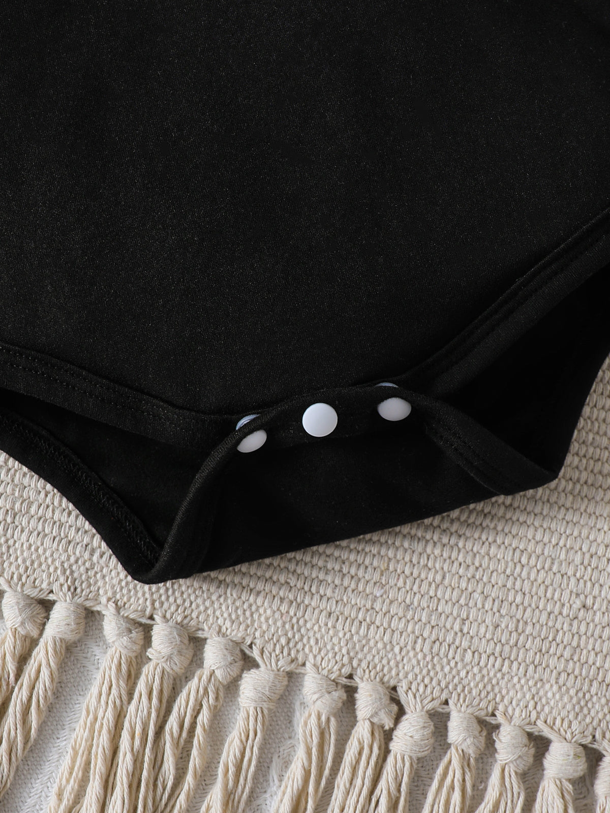 Modern Chic Minimalist All-Season Unisex Baby Jumpsuit, Ages 0-6 Months | Color: Black | Image 2