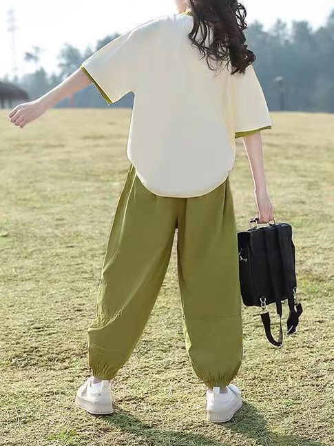 Minimalist Summer 2-Piece Girls' Pants Suit, Ages 4-14 | Color: As the Picture | Image 3