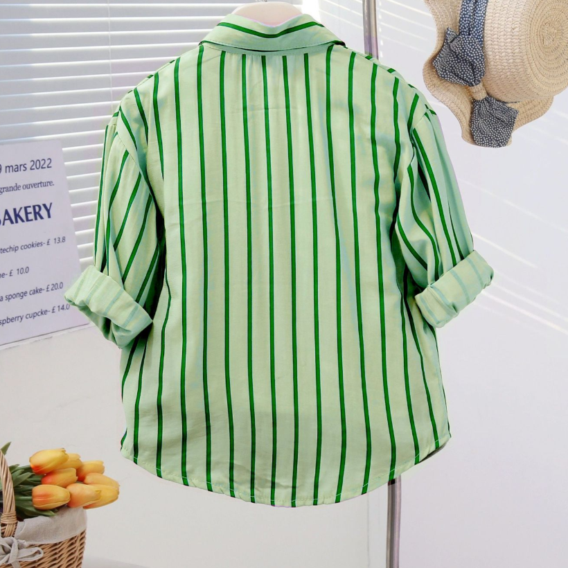 Casual Sporty Summer 3-Piece Girls' Pants Suit, Ages 2-9 | Color: Green | Image 3