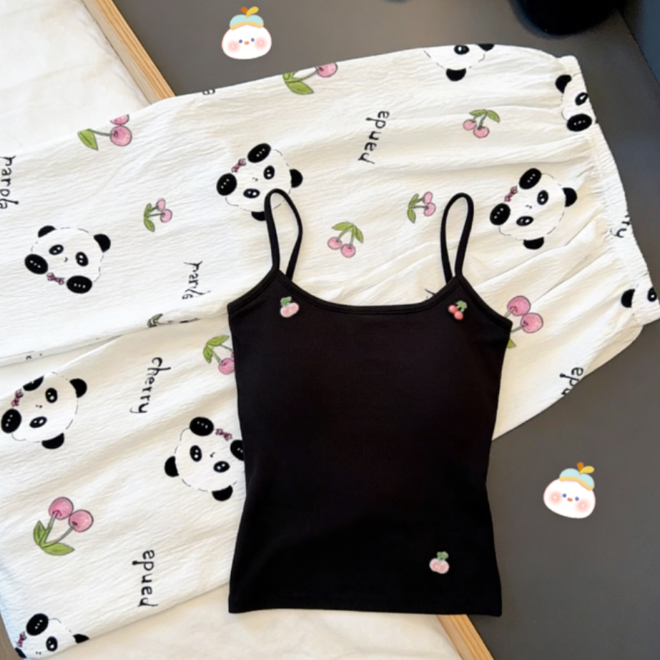 Sweet Feminine Summer 2 Pcs Women 's Sleeveless Sleep Set | Color: Style 1 | Image 3