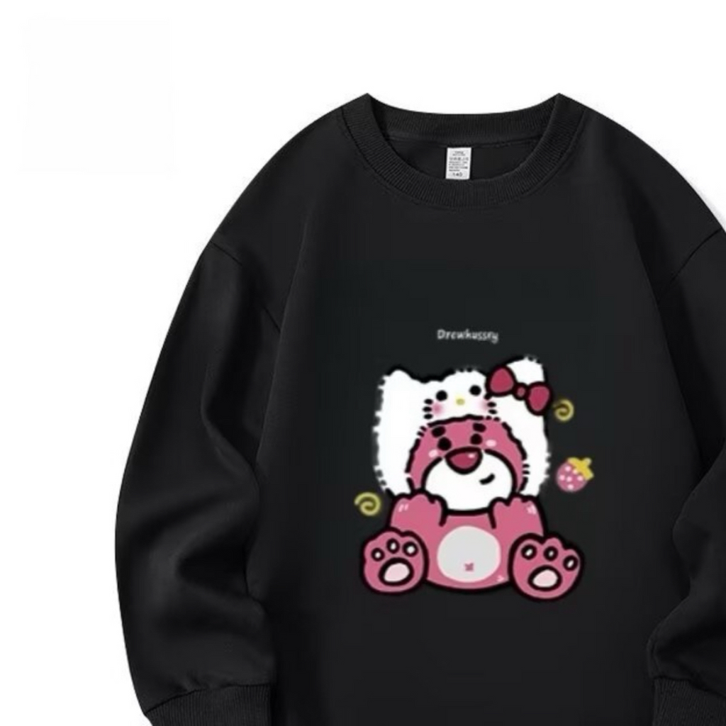 Modern Chic All-Season Minimalist Autumn Unisex Kids' Sweatshirt, Ages 2-14 | Color: Black | Image 3