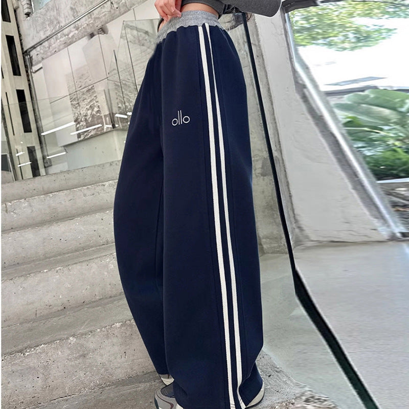 Modern Chic All-Season Casual Sporty Autumn Girls' Sweatpants, Ages 4-14 | Color: Navy | Image 3