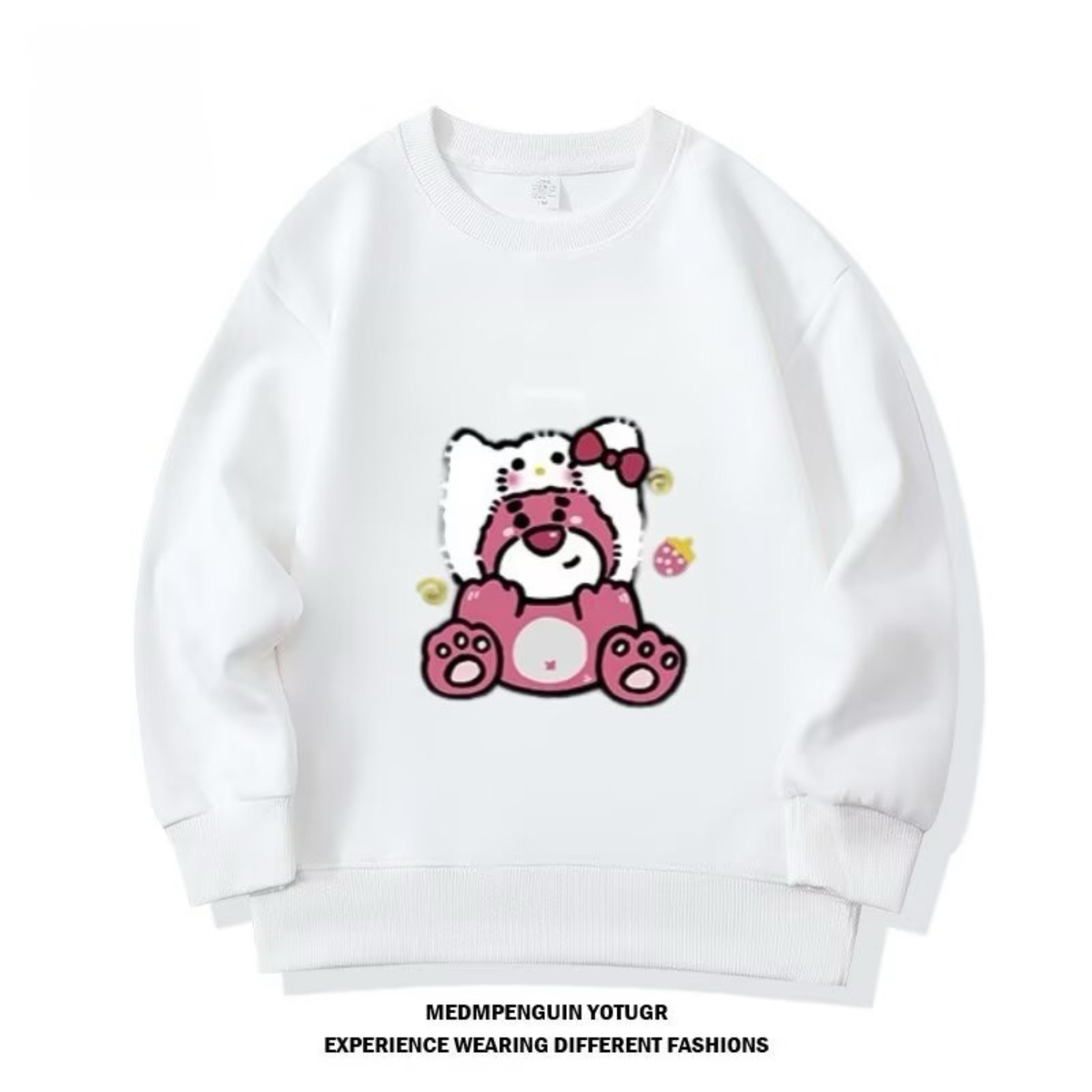 Modern Chic All-Season Minimalist Autumn Unisex Kids' Sweatshirt, Ages 2-14 | Color: White | Image 1