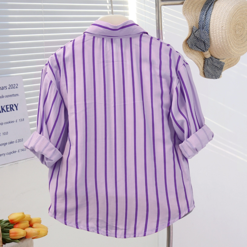 Casual Sporty Summer 3-Piece Girls' Pants Suit, Ages 2-9 | Color: Purple | Image 3