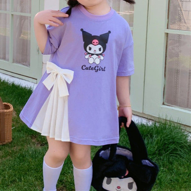 All-Season Sweet & Cute Summer Girls' Tee Dress, Ages 2-9 | Color: Purple | Image 1