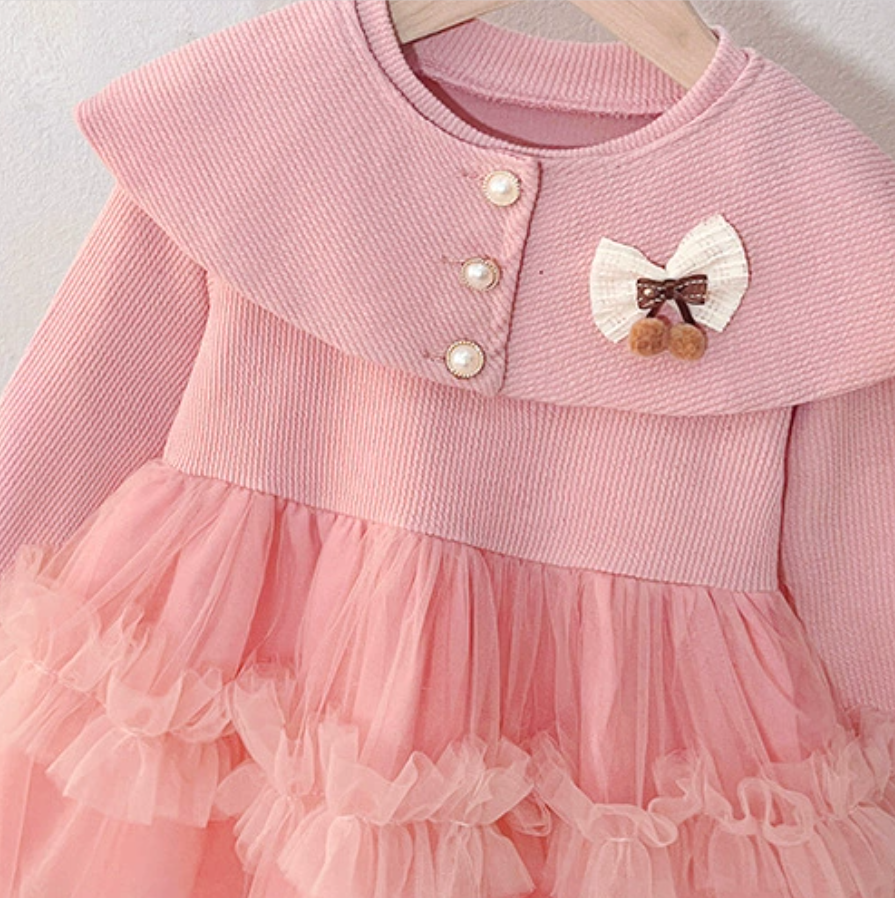 Sweet & Cute Autumn 2-Piece Baby Girls' Dress, Ages 9-24 Months | Color: Pink | Image 3