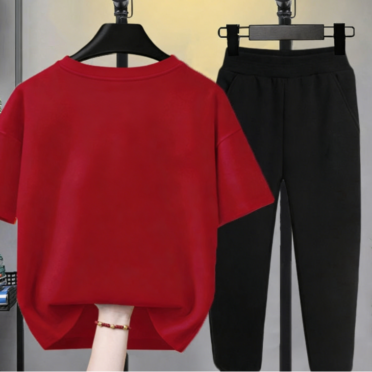 Modern Chic All-Season Minimalist Summer 2-Piece Boys' Pants Suit, Ages 3-14 | Color: Red | Image 2